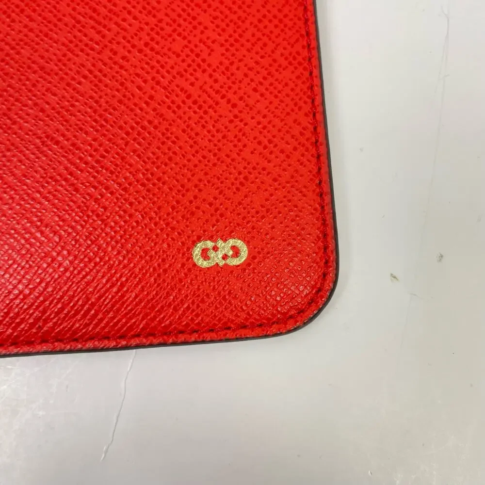 Cole Haan | Red Orange Pebbled Leather Rectangle Wristlet Wallet Clutch